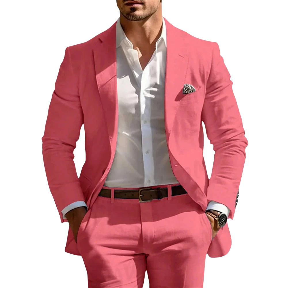 Classic Summer Mens Suit 2Pcs For Wedding Formal Solid Suit Including Jacket Pants For Party Classic Occasion Clothing