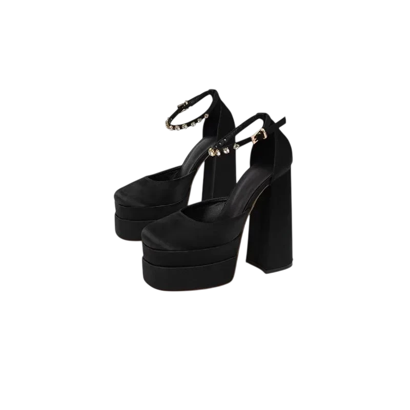Womens Wedding Shoes Sexy Thick High Heels Sole Black White Dress Party Wedding Luxury Shoes Zapatos De Mujer