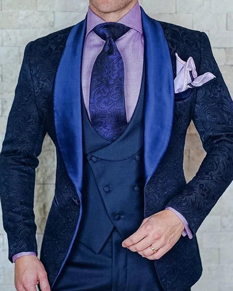 Men's Wedding Suit 2023 Italian Design Custom Black Smoking Tuxedo Jacket 3-piece Set (coat Vest Pants) Men's Groom Terno Suit