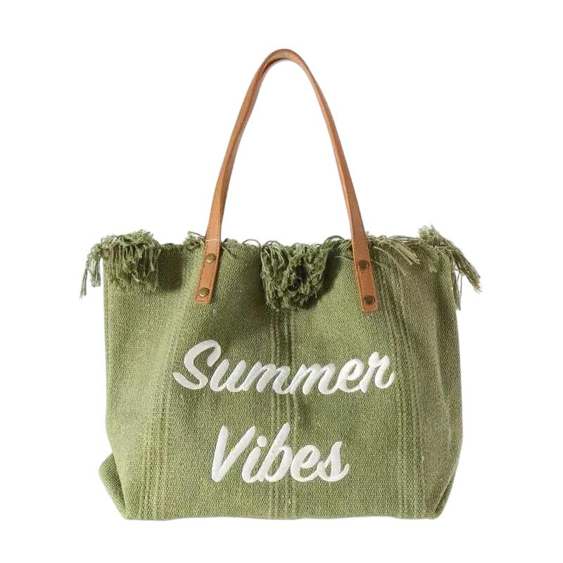 Handbag Woman Bag Design Simple Niche Travel Beach Tote Bag Tassel Letter Embroidery Fashion Large Capacity Shoulder Bags 2022