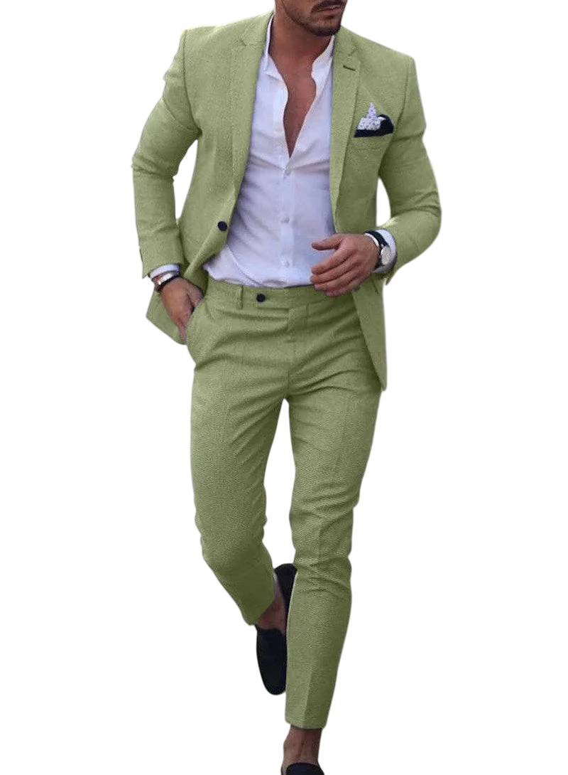 2026 Mens Suit Sets Fashion Party Formal Business Outfit Solid Tuxedo Single Button Blazer Pants Wedding Groom Dress Two Pieces