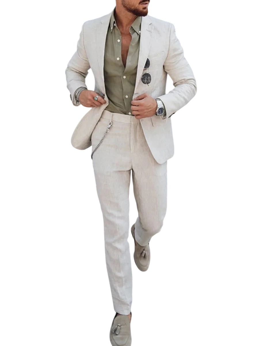 2026 Mens Suit Sets Fashion Party Formal Business Outfit Solid Tuxedo Single Button Blazer Pants Wedding Groom Dress Two Pieces
