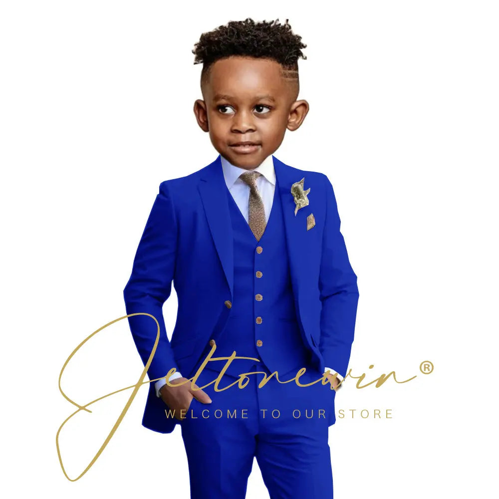 Suit Boys Wedding Tuxedo Beige Jacket Vest Pants 3 Piece Set Formal Clothes Holiday Party Blazer Kids Custom Outfit