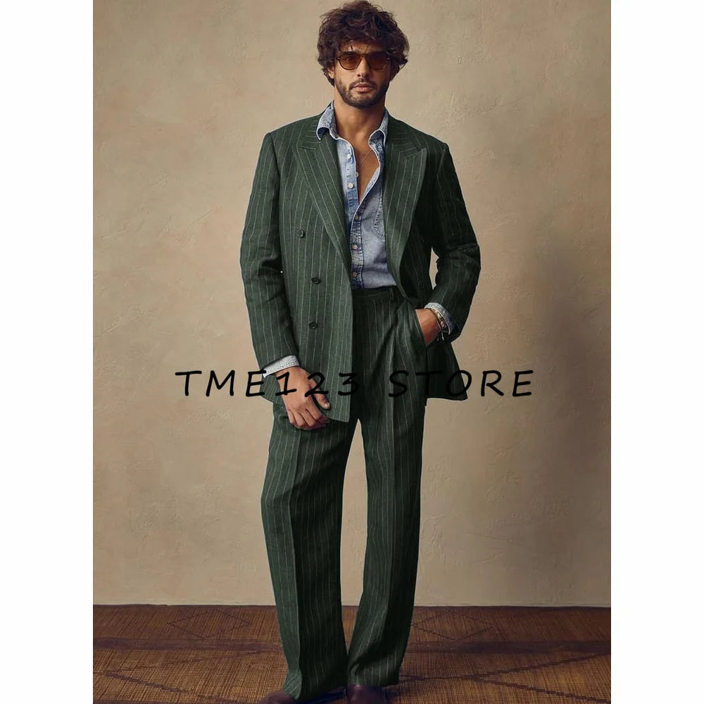 Suite for Man Men's Striped Suit Two Piece Business French Suit Suit Men's Summer Suits Wedding Dress Ceremony Clothes Male Full