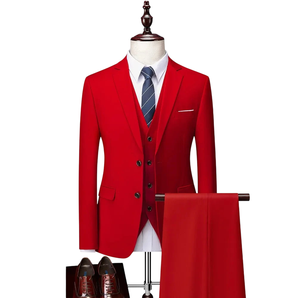 Men 3Pcs Set Suits Slim Fit 2 Buttons Blazer Formal Business Jackets Korean Style Suit Vest Groom Wedding Prom Dinner Waistcoats