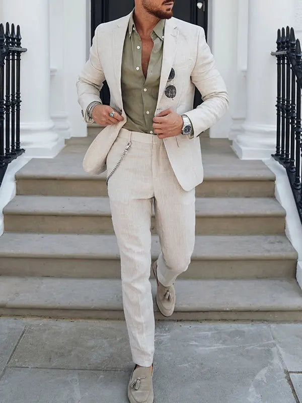2026 Men's Suit Sets Fashion Party Formal Business Outfit Solid Tuxedo Single Button Blazer+Pants Wedding Groom Dress Two-pieces