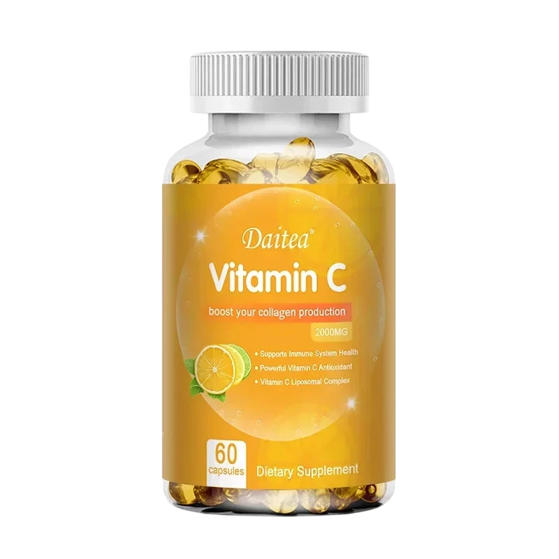 Vitamin C Capsules 2000Mg Promote Collagen Production Support Skin And Immune Health Powerful Antioxidant 120 Capsules