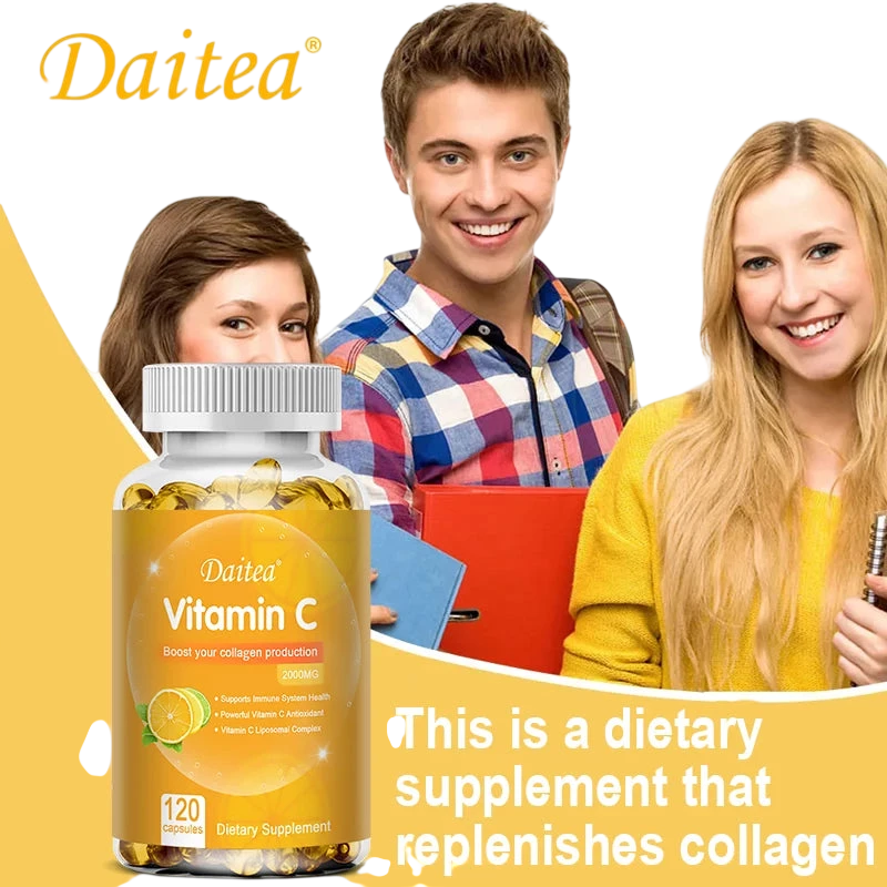 Vitamin C Capsules 2000 Mg Rich In Antioxidant Helps Skin Nail And Hair Health Immune System Collagen Supplement