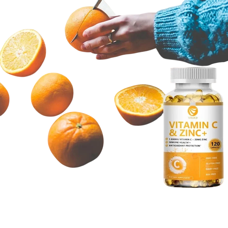 Vitakit Vitamin C 1000Mg With Zinc 20Mg 120 Capsules Vitamin Dietery Supplement Non Gmo Gluten Free Vegan