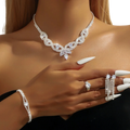 Jewelry Wholesale Fashion New Necklace Earrings Bracelet Ring Set Shiny Bride Jewelry Two Piece Set With Accessories