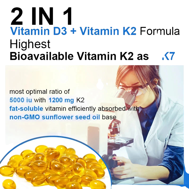 Vitamin D3 K2 Capsules Helps Regulate Calcium Metabolism And Supports Teeth Bones Heart Health Joint Health And Immunity