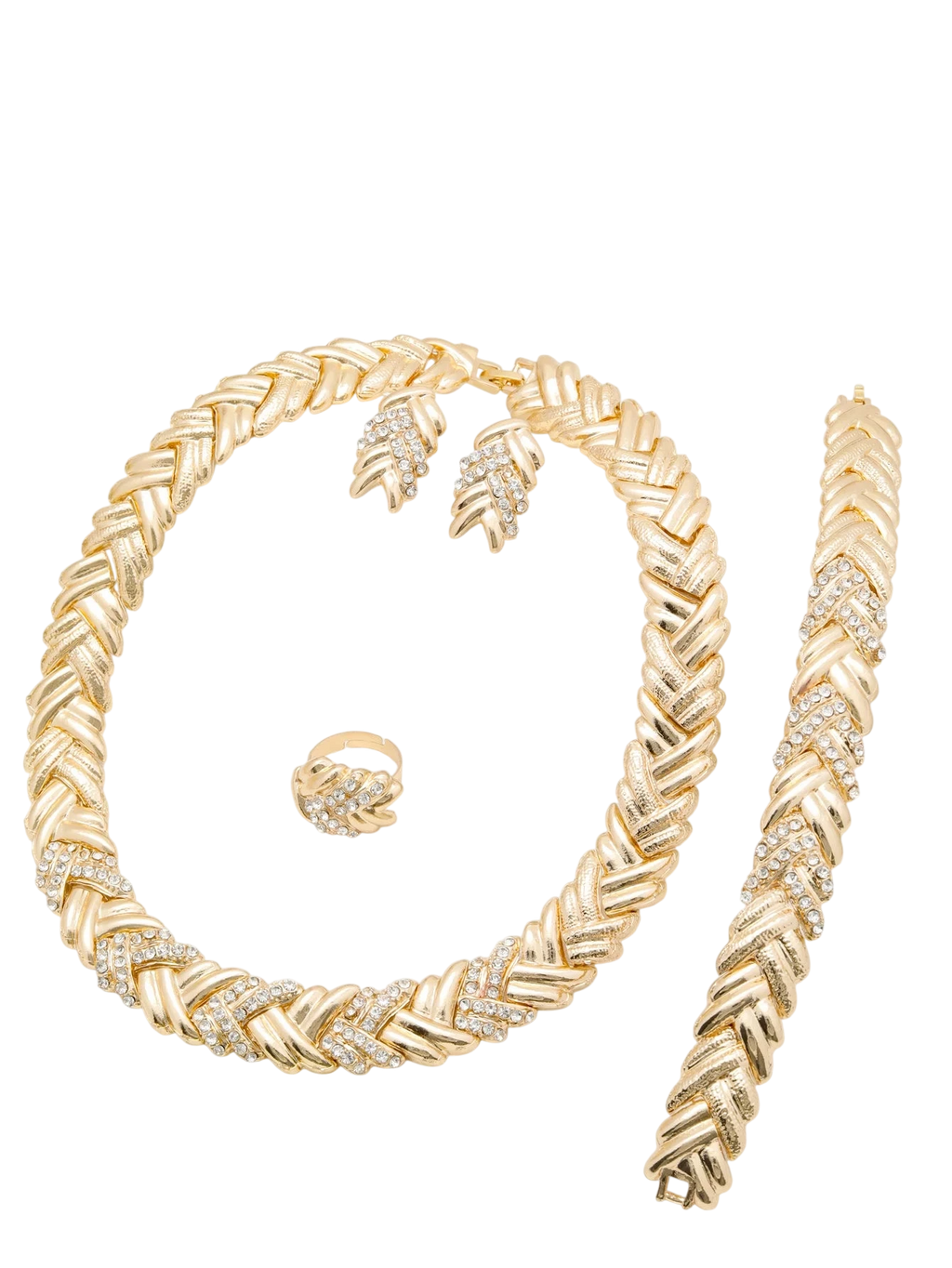 Dubai Jewelry Set For Woman 18K Gold Plated Luxury Necklace Earrings Bracelet And Ring Set Jewelry Wedding Party Trending