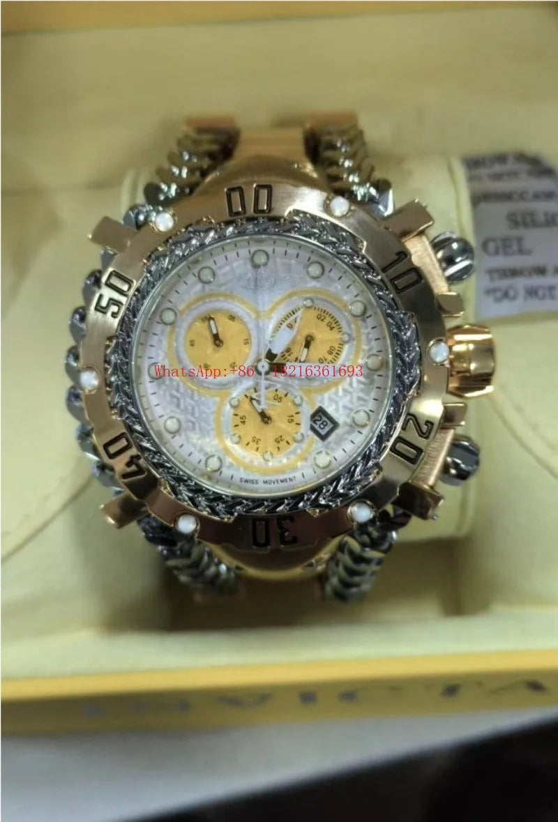 Men's Trend Watch Domineering Thick Large Dial Stainless Steel Chronograph Steel Belt Quartz Multifunctional Men's Trend Watch