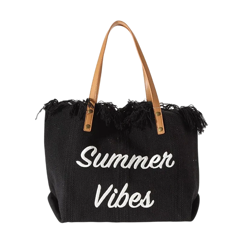 Handbag Woman Bag Design Simple Niche Travel Beach Tote Bag Tassel Letter Embroidery Fashion Large Capacity Shoulder Bags 2022