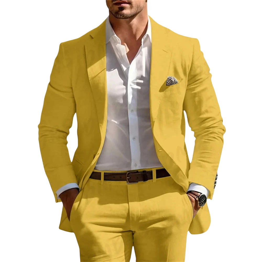 Classic Summer Mens Suit 2Pcs For Wedding Formal Solid Suit Including Jacket Pants For Party Classic Occasion Clothing