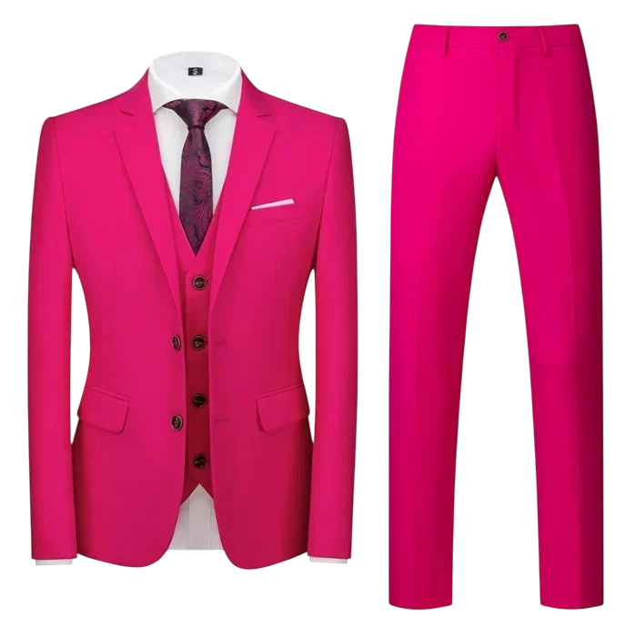 Purple Mens Suit Suit Suit And Vest Plus Pants Fashionable And Casual Two Button Three Piece Suit 16Colors Asian Size M 6Xl