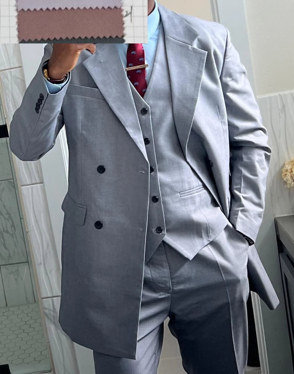 Suits for Men Slim Fit 3 Pieces Male Suit Jacket Vest with Pants Wedding Tuxedo