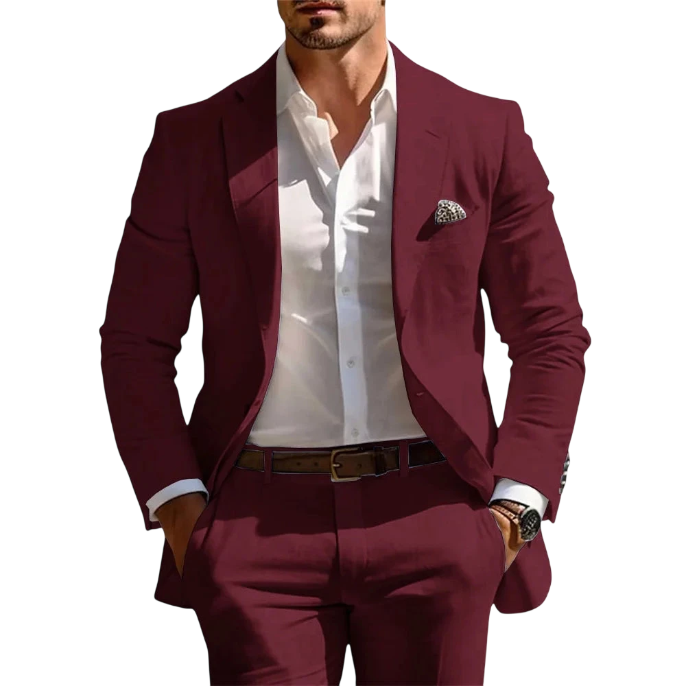 Classic Summer Mens Suit 2Pcs For Wedding Formal Solid Suit Including Jacket Pants For Party Classic Occasion Clothing