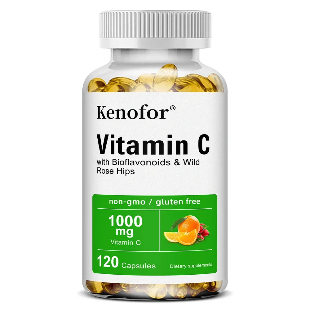 Vitamin C 1000mg - with Bioflavonoids & Wild Rose Hips,Supports Skin Health,Antioxidant,Immune System Health,120 Capsules