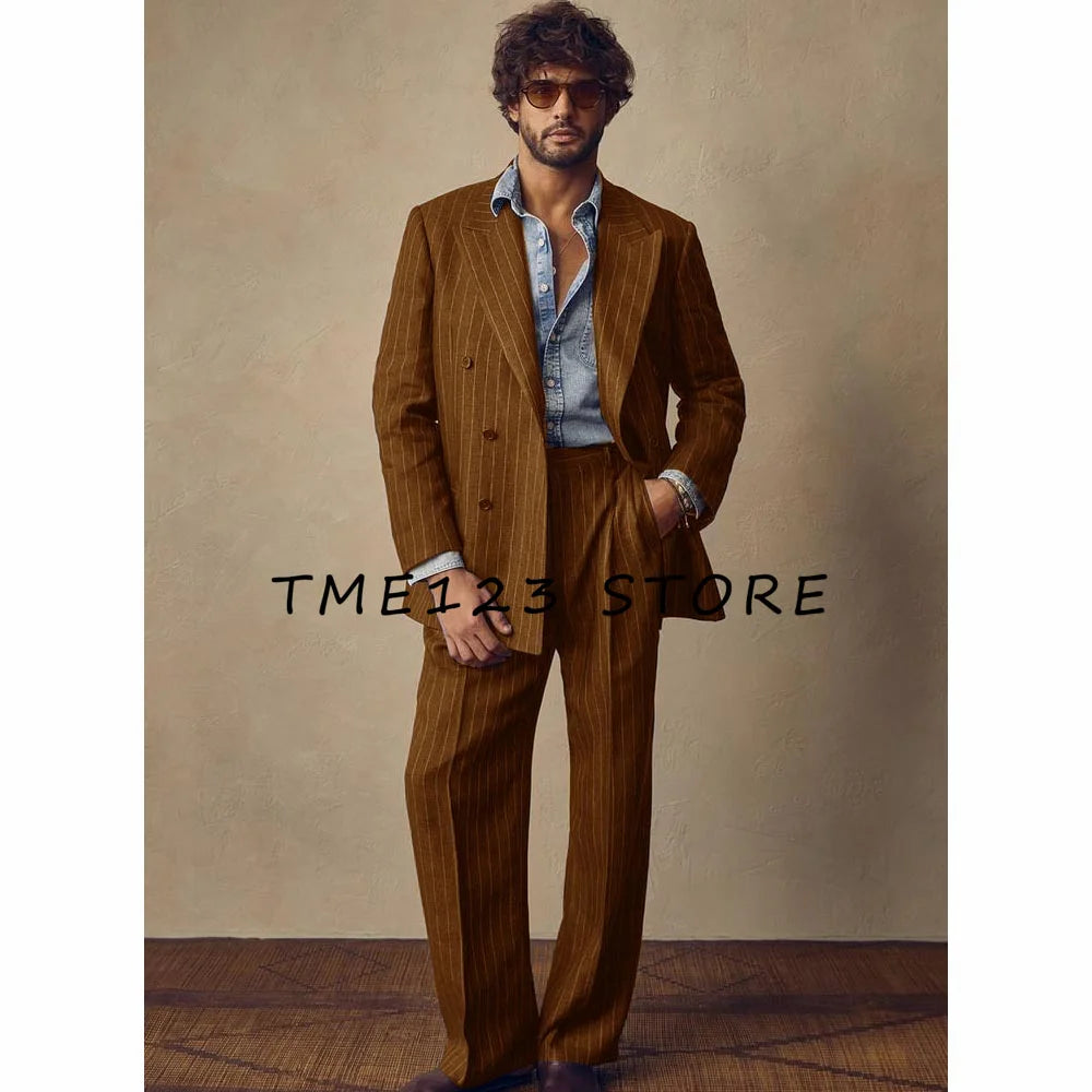 Suite for Man Men's Striped Suit Two Piece Business French Suit Suit Men's Summer Suits Wedding Dress Ceremony Clothes Male Full