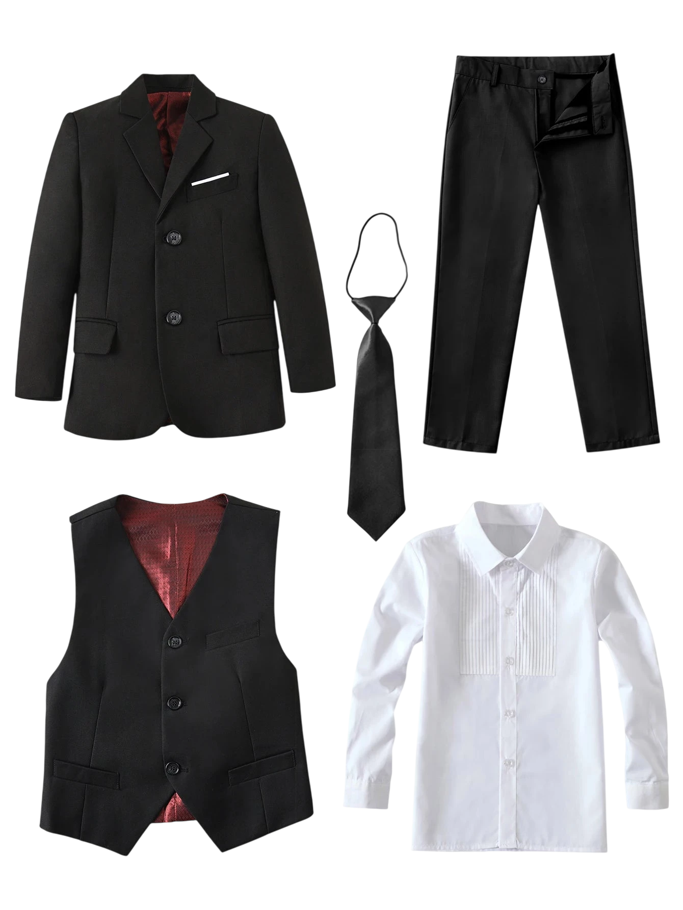 Boys Suits Colorful Formal Suits 5 Piece Slim Fit Dresswear Suit Set School Uniforms 1