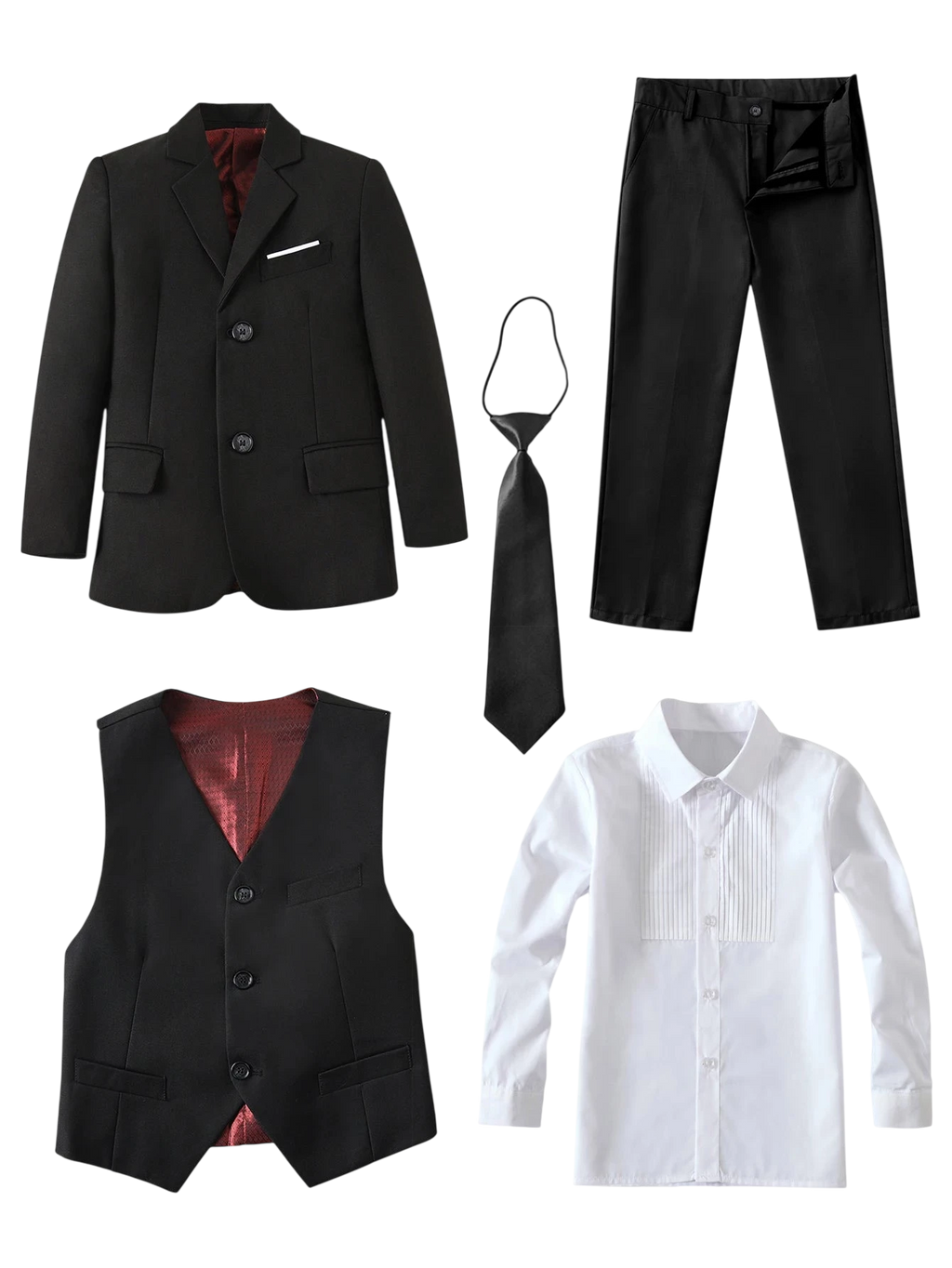 Boys Suits Colorful Formal Suits 5 Piece Slim Fit Dresswear Suit Set School Uniforms