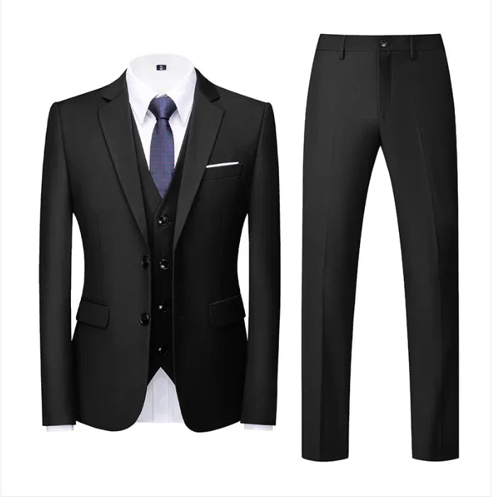purple men's suit suit, suit and vest plus pants, fashionable and casual two-button three-piece suit,16colors , Asian Size M-6XL