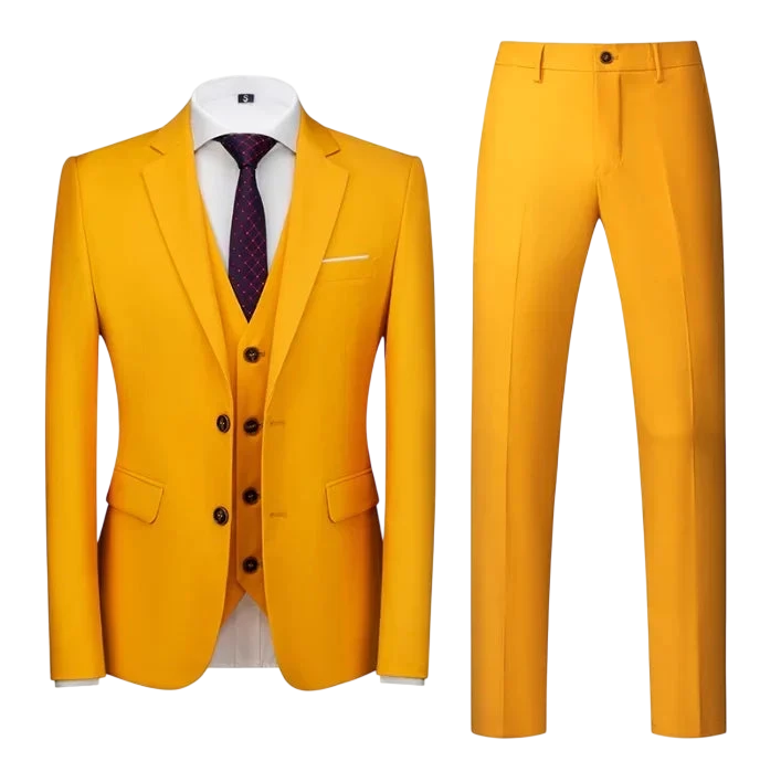 Purple Mens Suit Suit Suit And Vest Plus Pants Fashionable And Casual Two Button Three Piece Suit 16Colors Asian Size M 6Xl