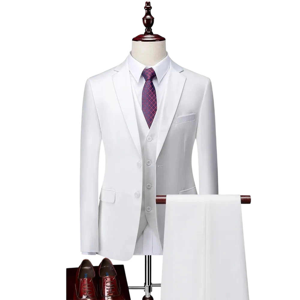 Men 3Pcs Set Suits Slim Fit 2 Buttons Blazer Formal Business Jackets Korean Style Suit Vest Groom Wedding Prom Dinner Waistcoats