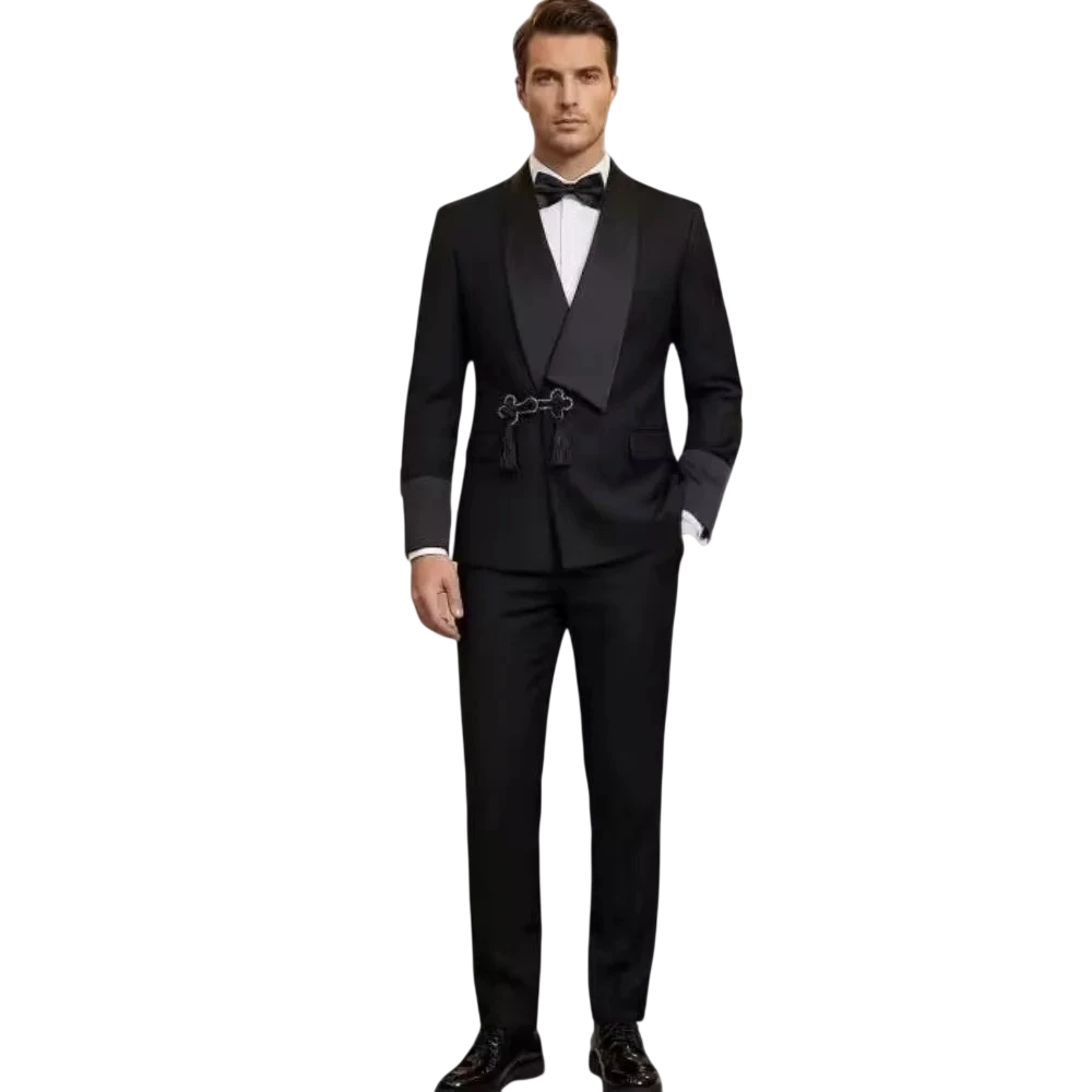 Modern Mens Slim Fit Tuxedo Suit With Tassel Shawl Collar High Quality Grooms Wedding Outfit Jacket And Pants Two Piece Set