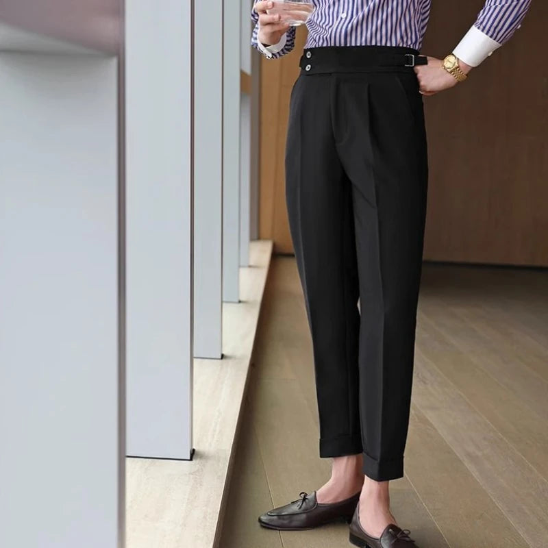 Straight Man Suits Pants Social Tailoring Business High Waist Trousers for Men Summer 2025 Formal New in Work Wear Elegant Up