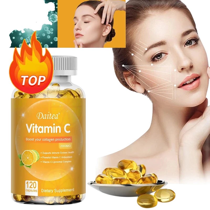 Vitamin C Capsules 2000 Mg Rich In Antioxidant Helps Skin Nail And Hair Health Immune System Collagen Supplement