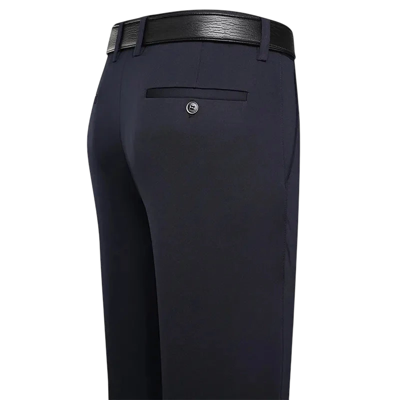 Suit Pants Men Business Casual Trousers Formal Dress Straight Pants Elastic Black Navy Blue Male Clothing