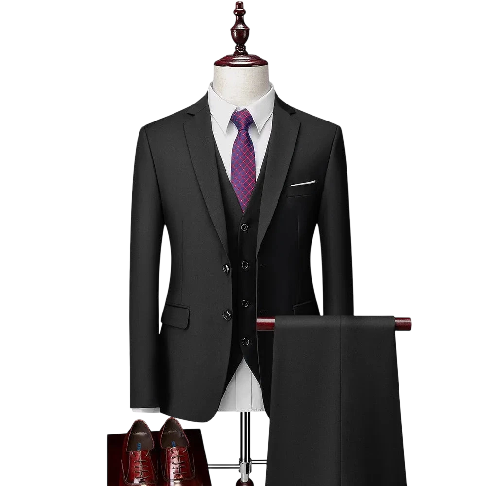 Men 3Pcs Set Suits Slim Fit 2 Buttons Blazer Formal Business Jackets Korean Style Suit Vest Groom Wedding Prom Dinner Waistcoats