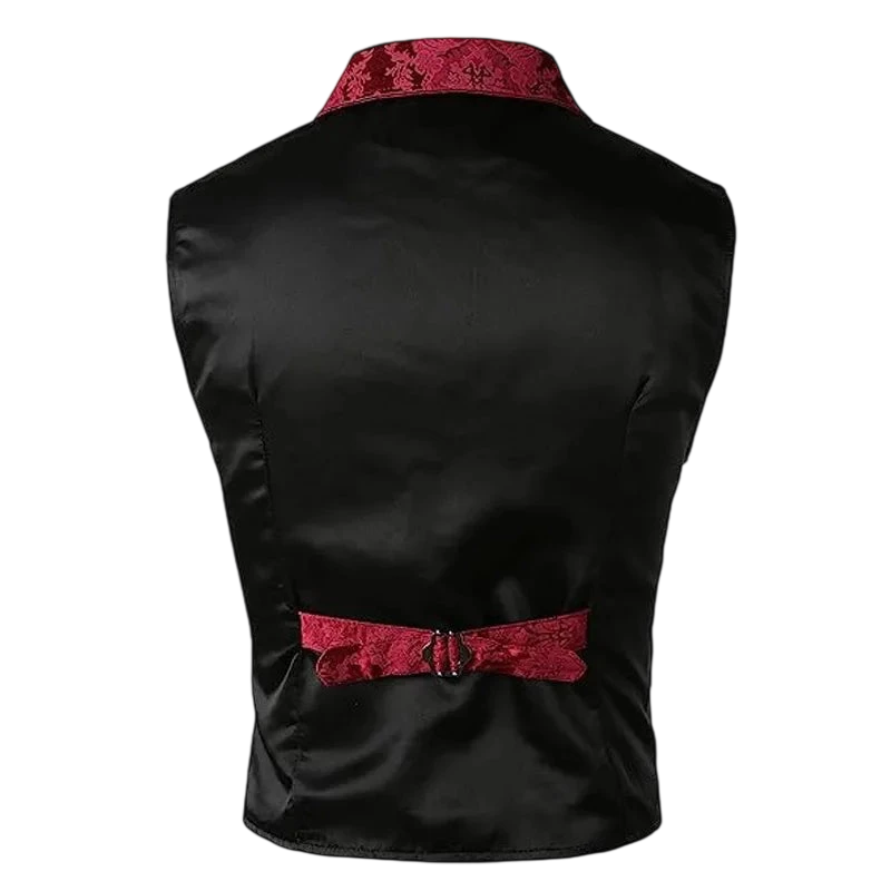 Suits Vest Coat Men Button Formal Sleeveless Coats Floral Print Gothic Punk Victoria Costume Waistcoat Lapel Collar Vest Uniform