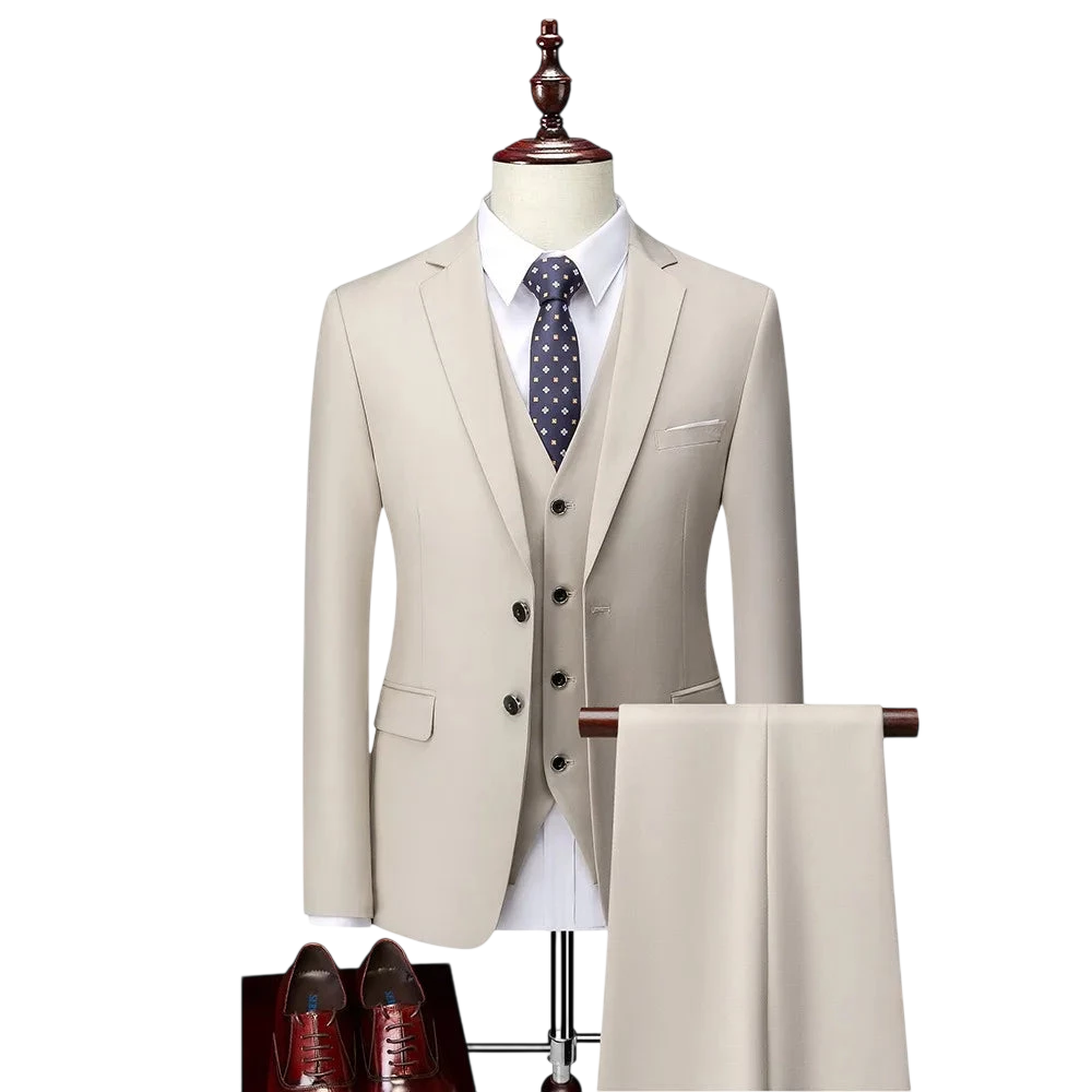 Men 3Pcs Set Suits Slim Fit 2 Buttons Blazer Formal Business Jackets Korean Style Suit Vest Groom Wedding Prom Dinner Waistcoats
