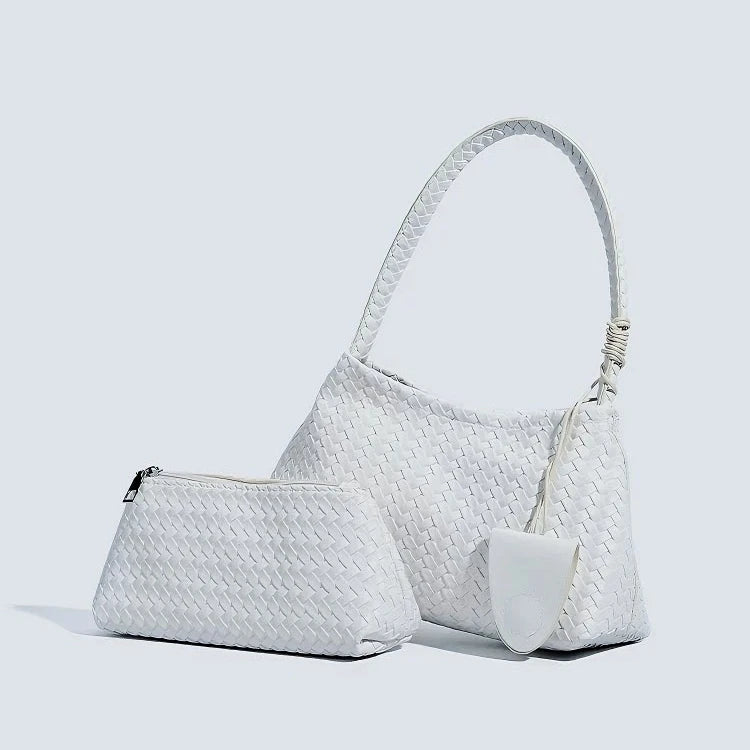 Women's hand-woven handbag2026New trendy fashion niche underarm bag, simple shoulder bag, bucket bag, mother-daughter bag