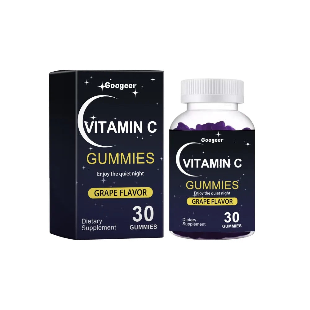 Vitamin C Gummies 30pcs Grape Flavor Chewable Dietary Supplement with Lutein Pectin Daily Immune Antioxidant Eye Support
