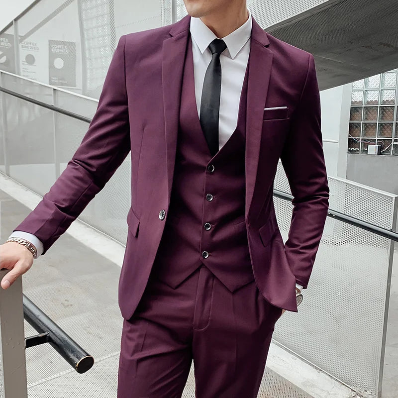 Suits Men's Fashionable Banquet Tailored Solid-color Dance Singer Trend Host Casual Wedding Banquet Dress Male Star Performance