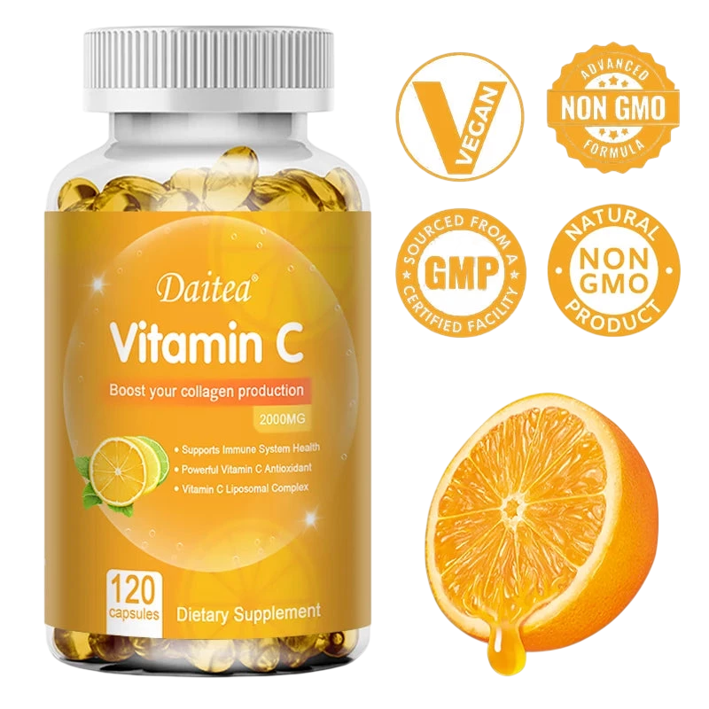 Vitamin C Capsules 2000Mg Promote Collagen Production Support Skin And Immune Health Powerful Antioxidant 120 Capsules