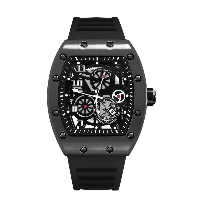 Mens Watch Sports Brand Fashion Trend Fully Automatic Quartz Wristwatch Hollow Waterproof Black Warrior Male Clock Watches