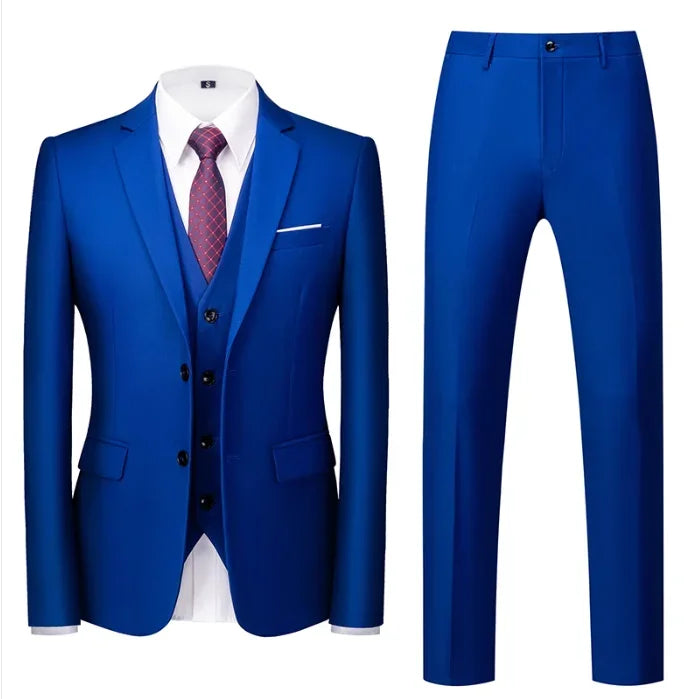 purple men's suit suit, suit and vest plus pants, fashionable and casual two-button three-piece suit,16colors , Asian Size M-6XL