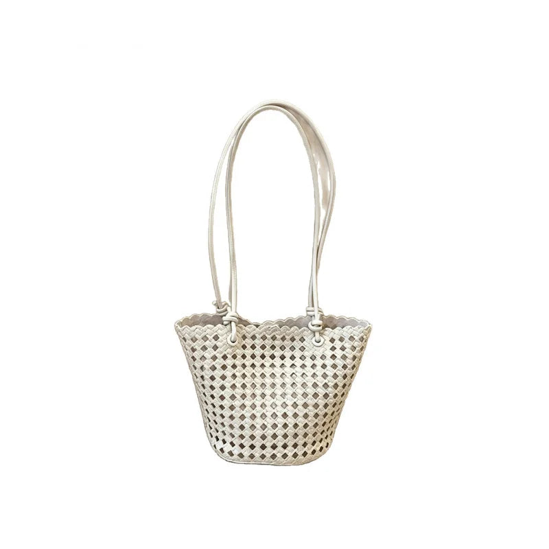 Women's handbag shoulder bag，2026New fashionable and trendy versatile niche hollow woven bag, vegetable basket bag, hand-held un