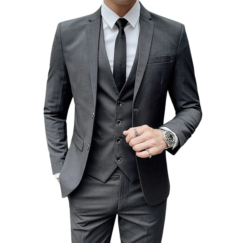 Suit Upgrade The New Fabric Mens Business Gentleman Fashion Slim Work Solid Color Plus Size Fair Dress Wedding Best Man Suit