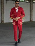 Fashionable Casual Men's Suits Red Tuxedo Notched Lapel Blazer Sets Customized Formal Wear Prom Evenings Dinner Party Suits