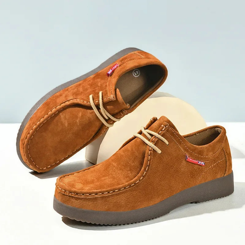 Men Casual Shoes Suede Leather Work Shoes Male Lace-up Flats Sneakers Platform British Business Party Dress Shoes 38-45