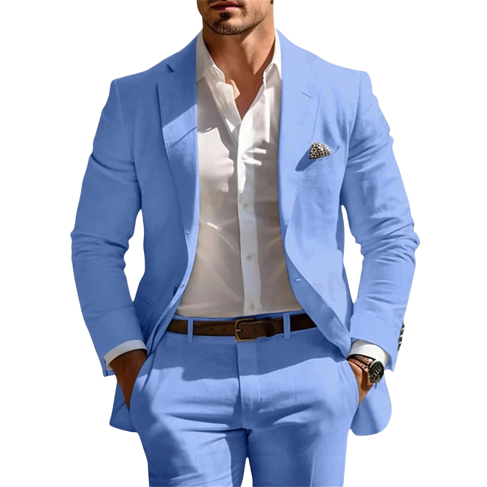 Classic Summer Mens Suit 2Pcs For Wedding Formal Solid Suit Including Jacket Pants For Party Classic Occasion Clothing