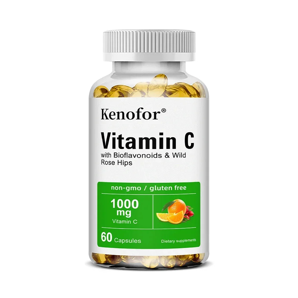 Vitamin C 1000mg - with Bioflavonoids & Wild Rose Hips,Supports Skin Health,Antioxidant,Immune System Health,120 Capsules