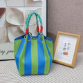 Striped handbag - Large capacity storage bag, versatile multi-color handbag, stylish bucket bag