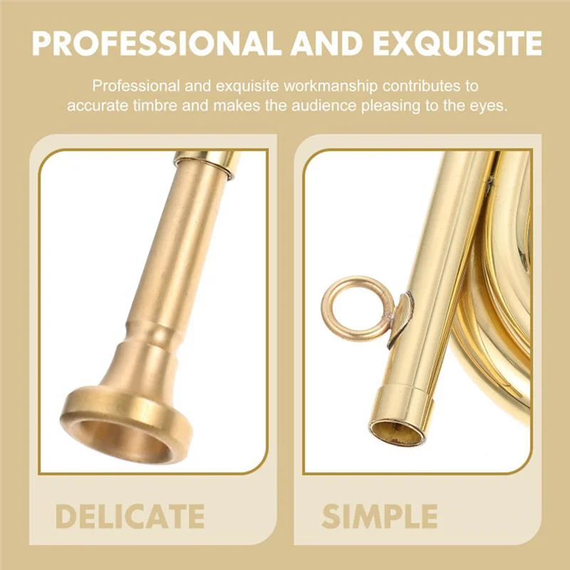 A06F-Small Trumpet Bugle Brass Golden Horn Simple Beginner Wind Instrument For School Band Child Student